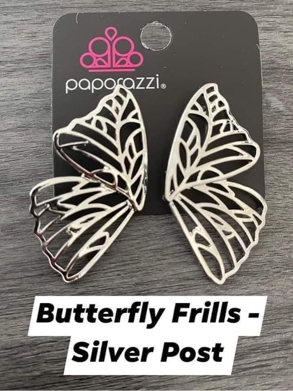 Paparazzi Silver Openwork Butterfly Wing Earrings